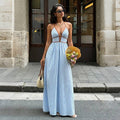 Robe Longue Rayée Dos Nu